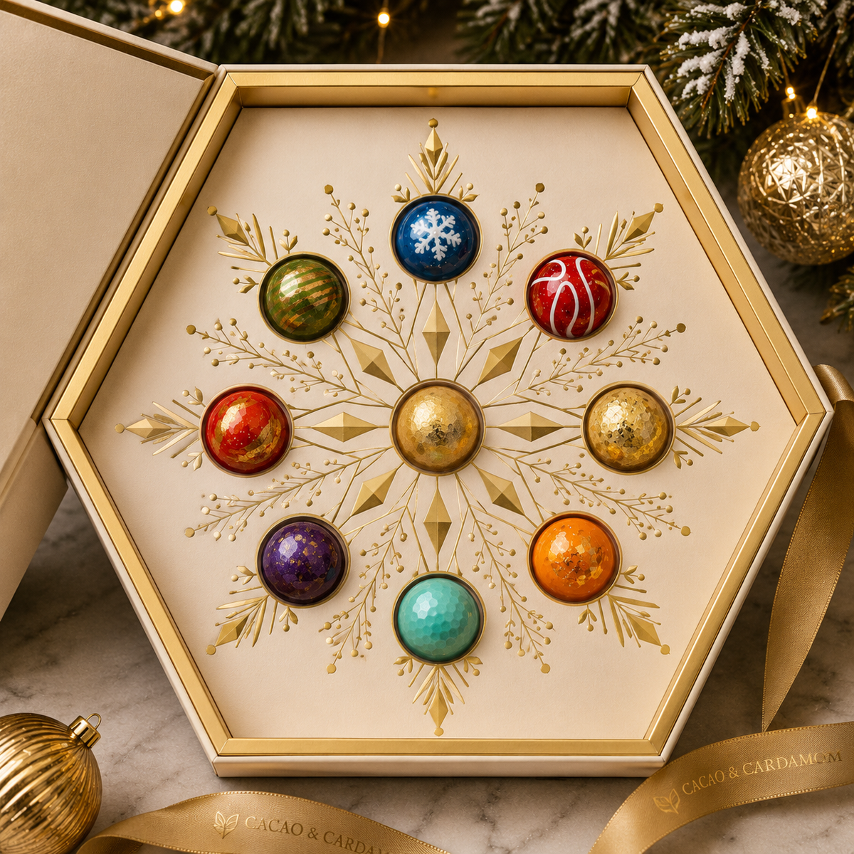 Gilded Snowflake Gift Box, 9 pieces
