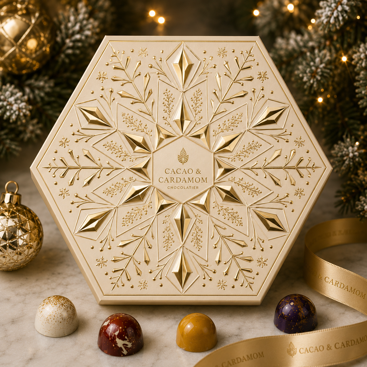 Gilded Snowflake Gift Box,  9 pieces