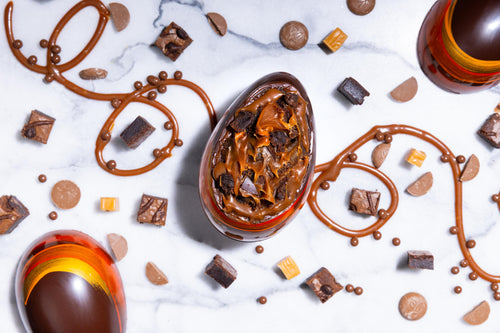 Brownie Caramel Layered Egg