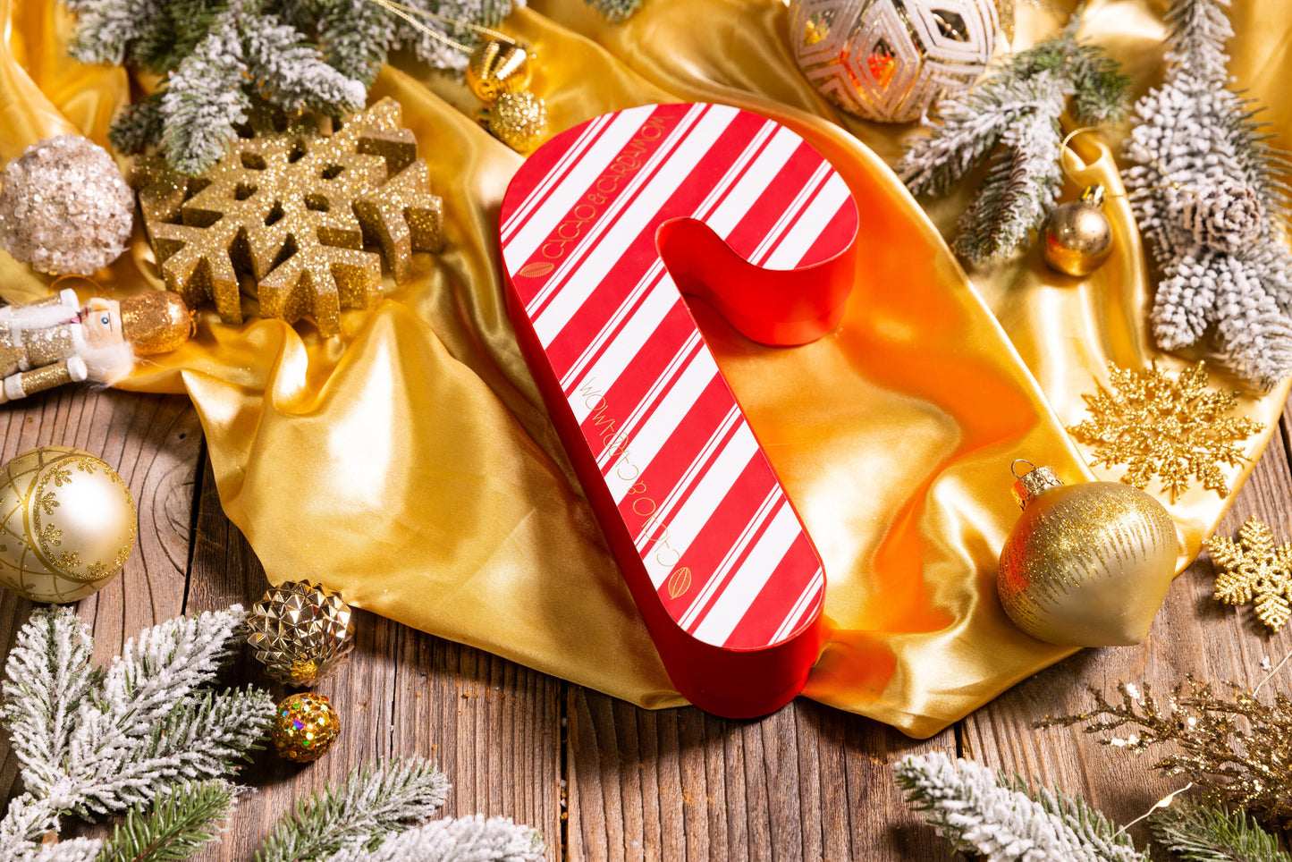 Premium Candy Cane Confections 8-piece luxury gift box packaging by Cacao & Cardamom.