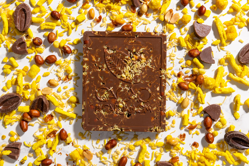 milk chocolate Bars with the irresistible textures of traditional chevdo