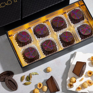 Dark Chocolate Hazelnut Cups, 8 piece box