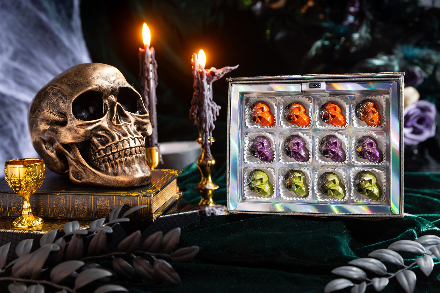 Death by Chocolate Chocolate Box 12-piece featuring handcrafted artisan chocolates in a luxury gift box by Cacao & Cardamom.