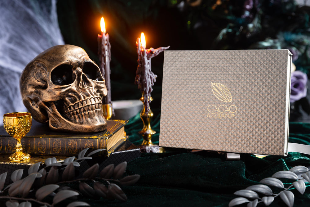 Premium Death by Chocolate Chocolate Box 12-piece luxury gift box packaging by Cacao & Cardamom.