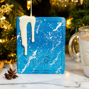 Eggnog Artisan Bar featuring handcrafted premium chocolate inspired by the classic holiday eggnog flavor by Cacao & Cardamom.