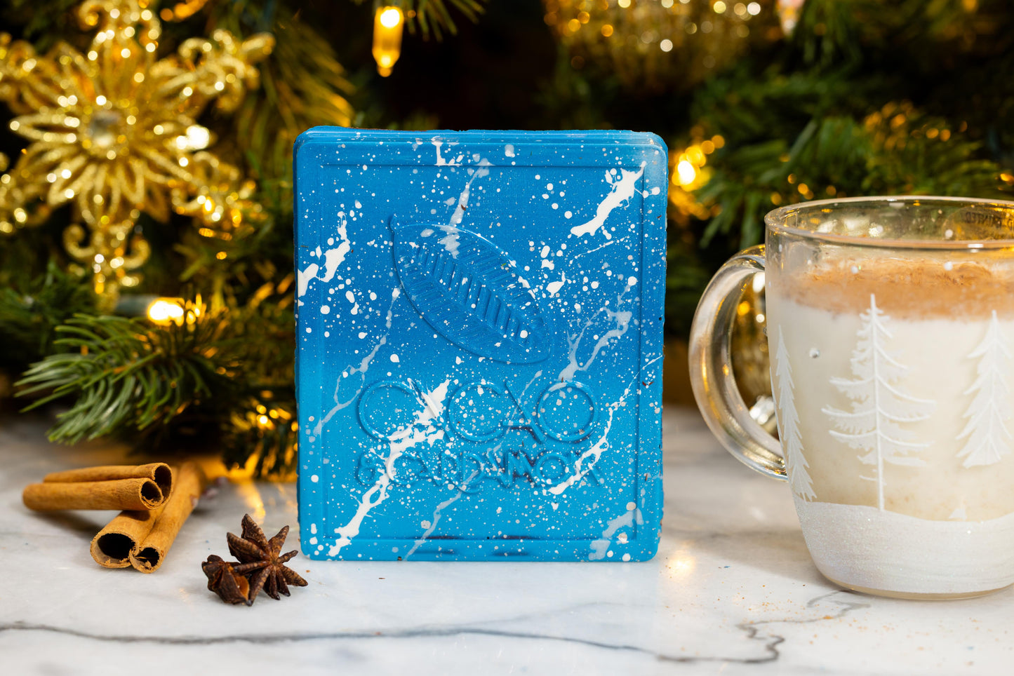 Unwrapped Eggnog Artisan Bar displaying handcrafted gourmet chocolate.