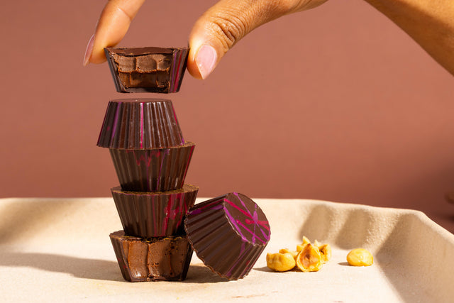 Dark Chocolate Hazelnut Cups, 8 piece box