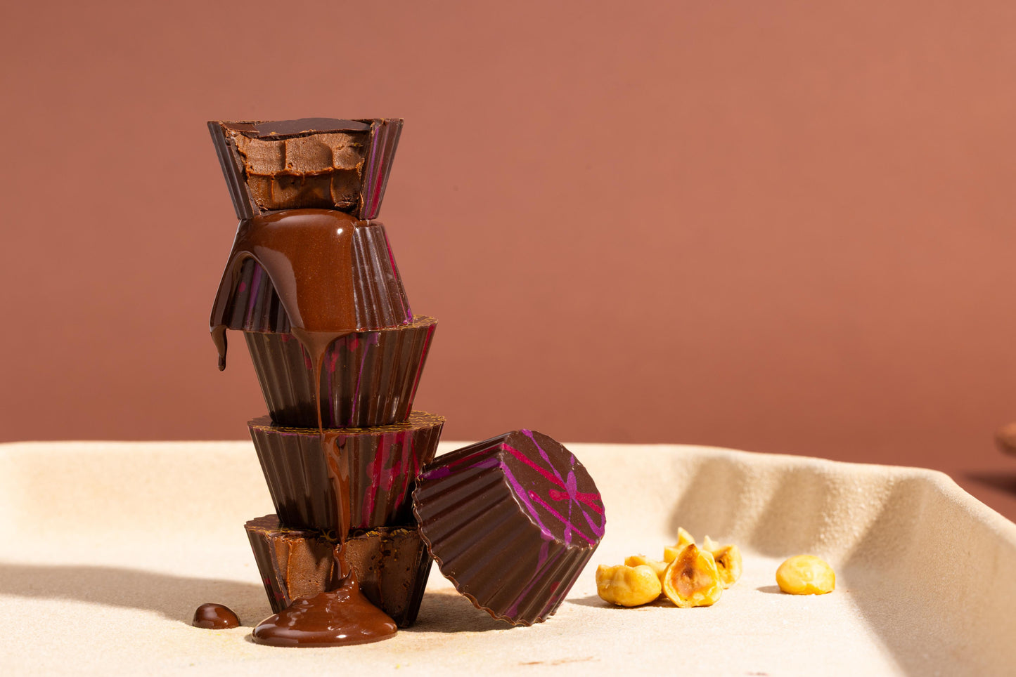 Dark Chocolate Hazelnut Cups, 8 piece box