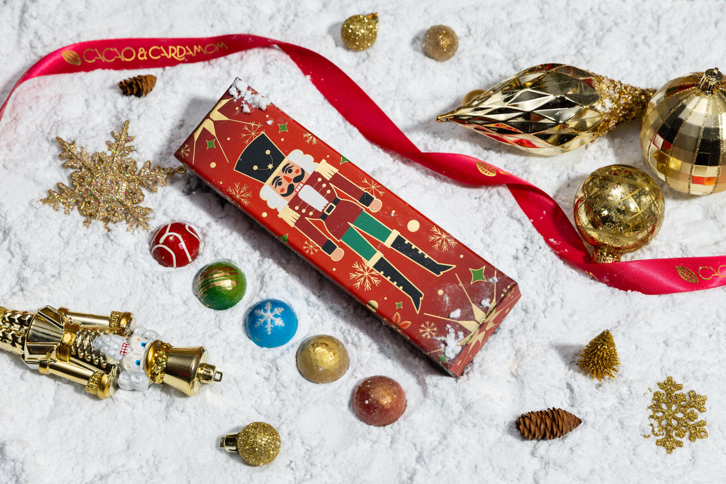 Premium Petite Nutcracker 5-piece luxury gift box packaging by Cacao & Cardamom.