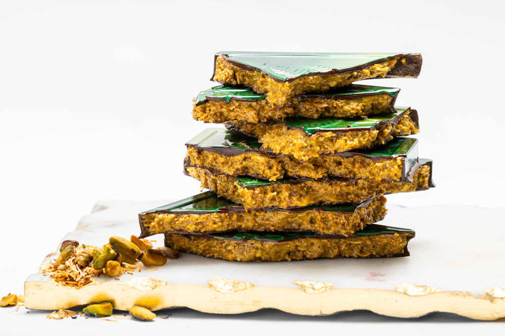 Pistachio Knafe stacked broken