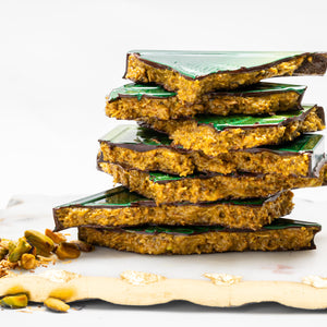 Pistachio Knafe stacked broken