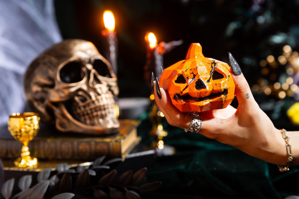 Smash Pumpkin handcrafted chocolate featuring a festive pumpkin design by Cacao & Cardamom.
