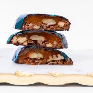Artisan Texas Pecan Caramel Chocolate bar Cutaway