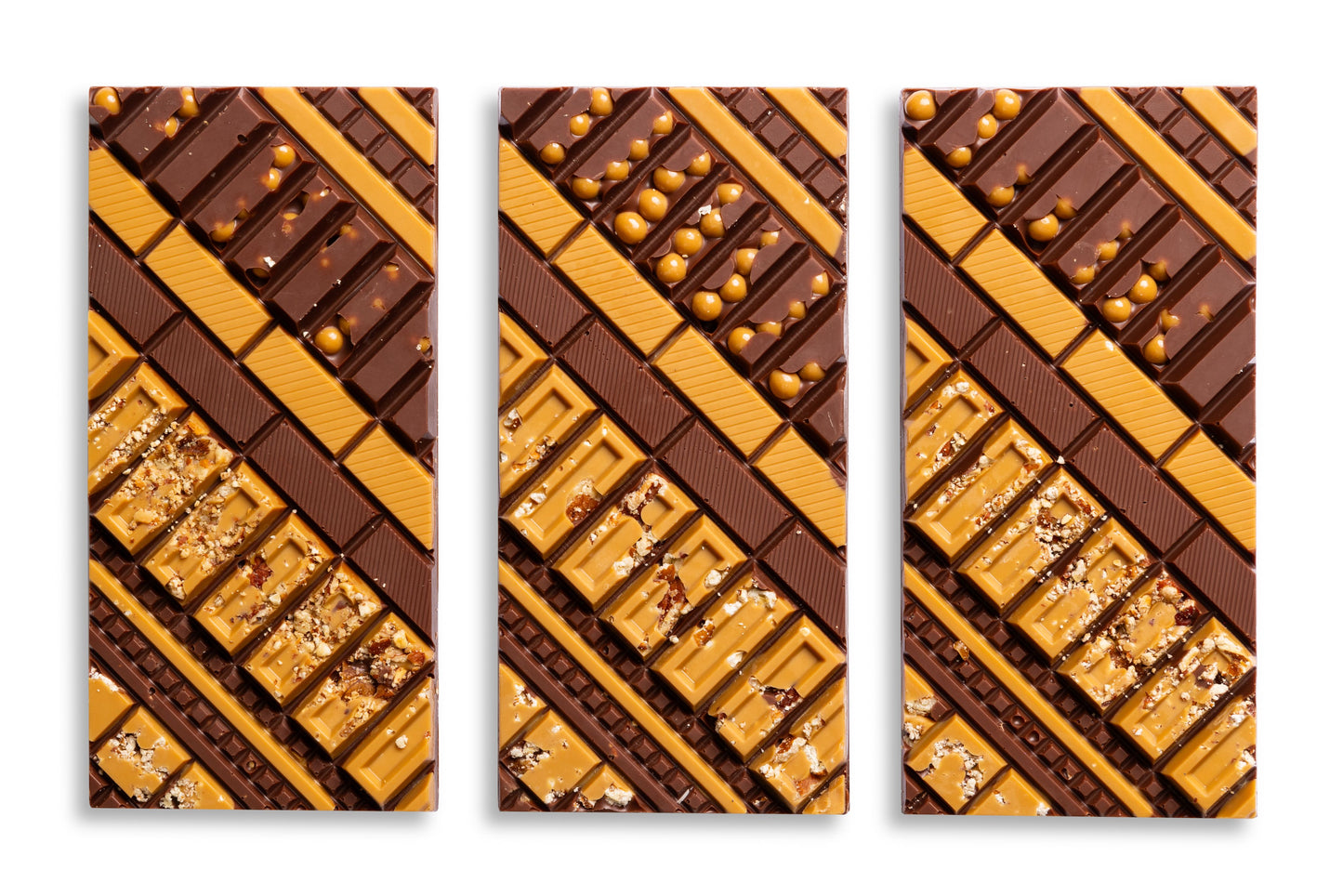 Close-up of the Texas Pecan Artisan Bar showcasing roasted pecans and premium chocolate.