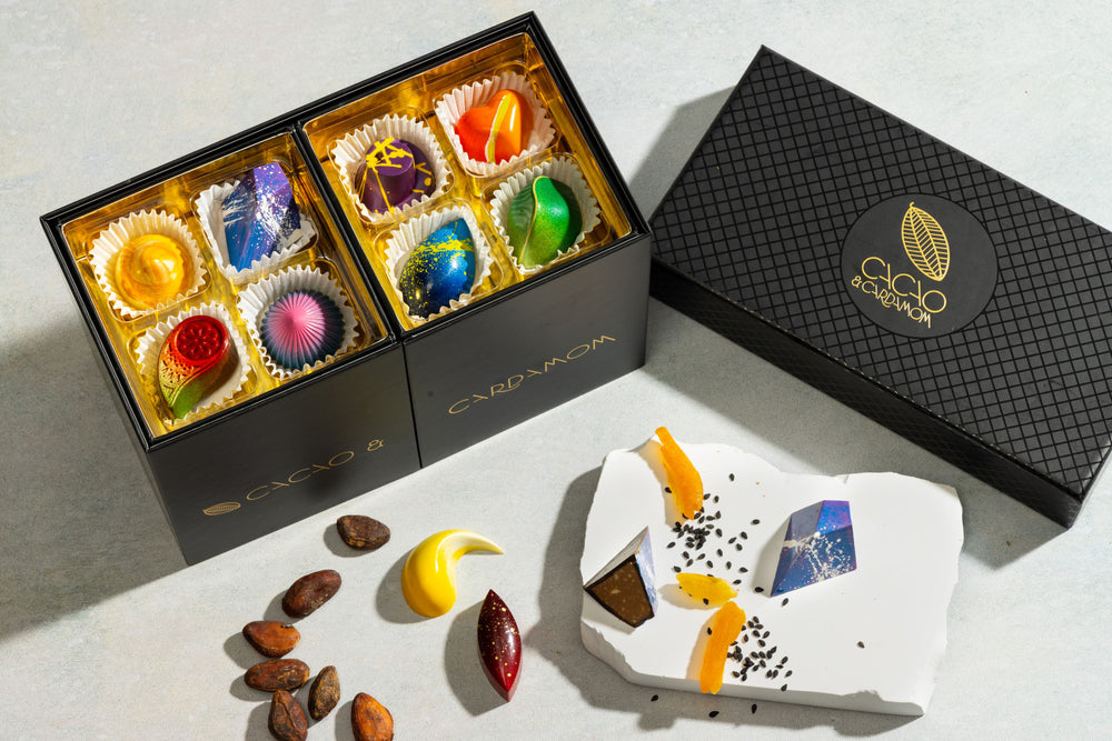 Close-up of handcrafted chocolates from The Perfect Selection gift box.