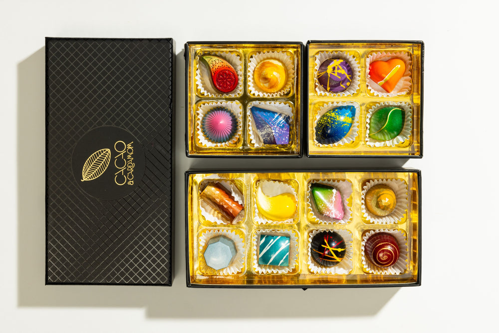Premium The Perfect Selection luxury chocolate gift box packaging by Cacao & Cardamom.