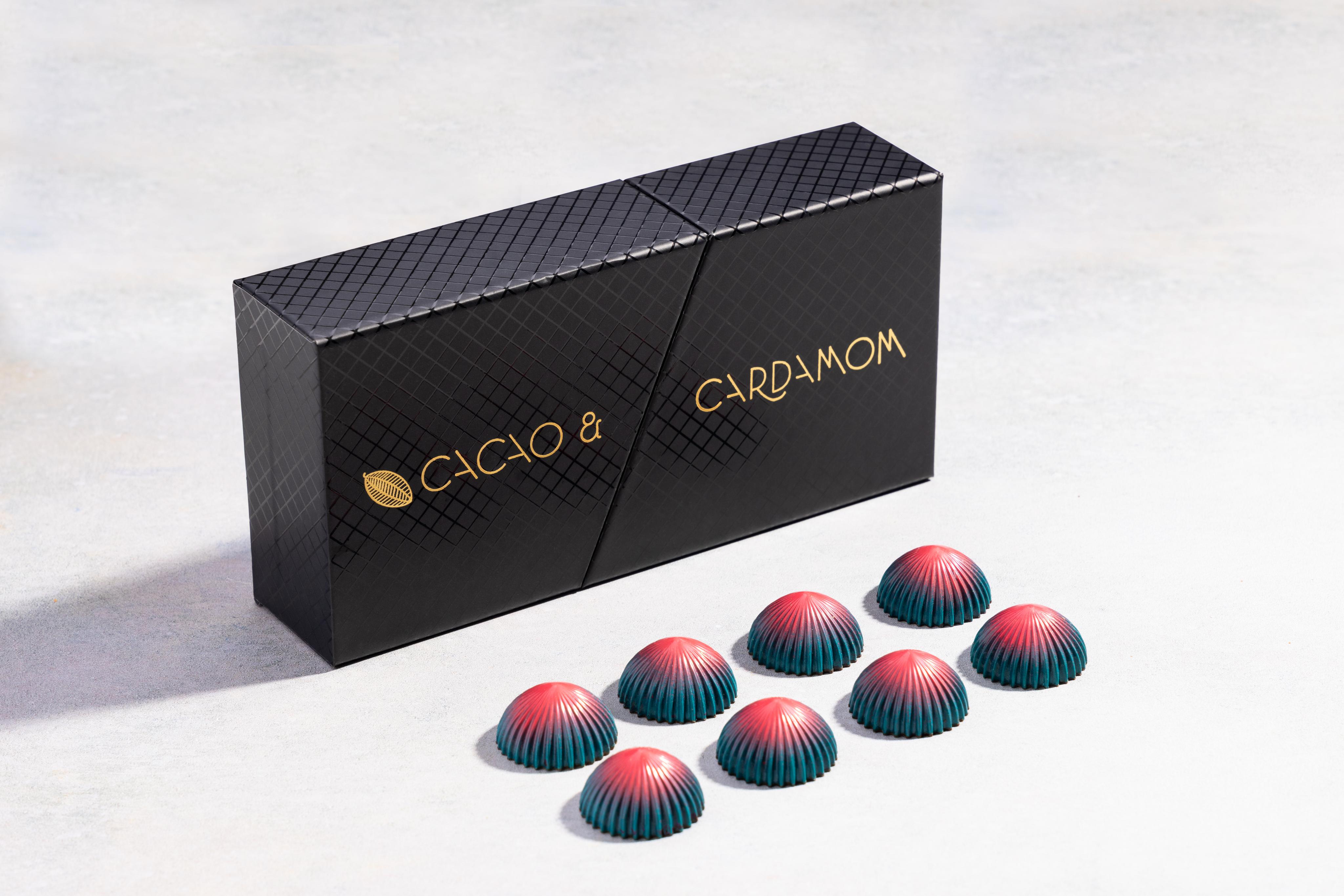 Cardamom Rose Artisan Chocolate Box – 8pc Gourmet Floral Gift