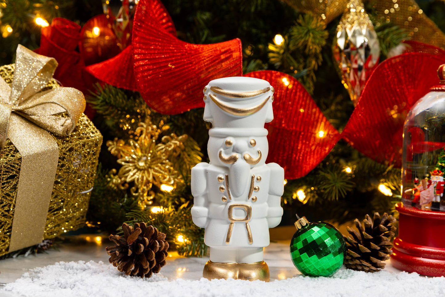 White Chocolate Gourmet Nutcracker handcrafted with premium white chocolate for festive Christmas gifting by Cacao & Cardamom.