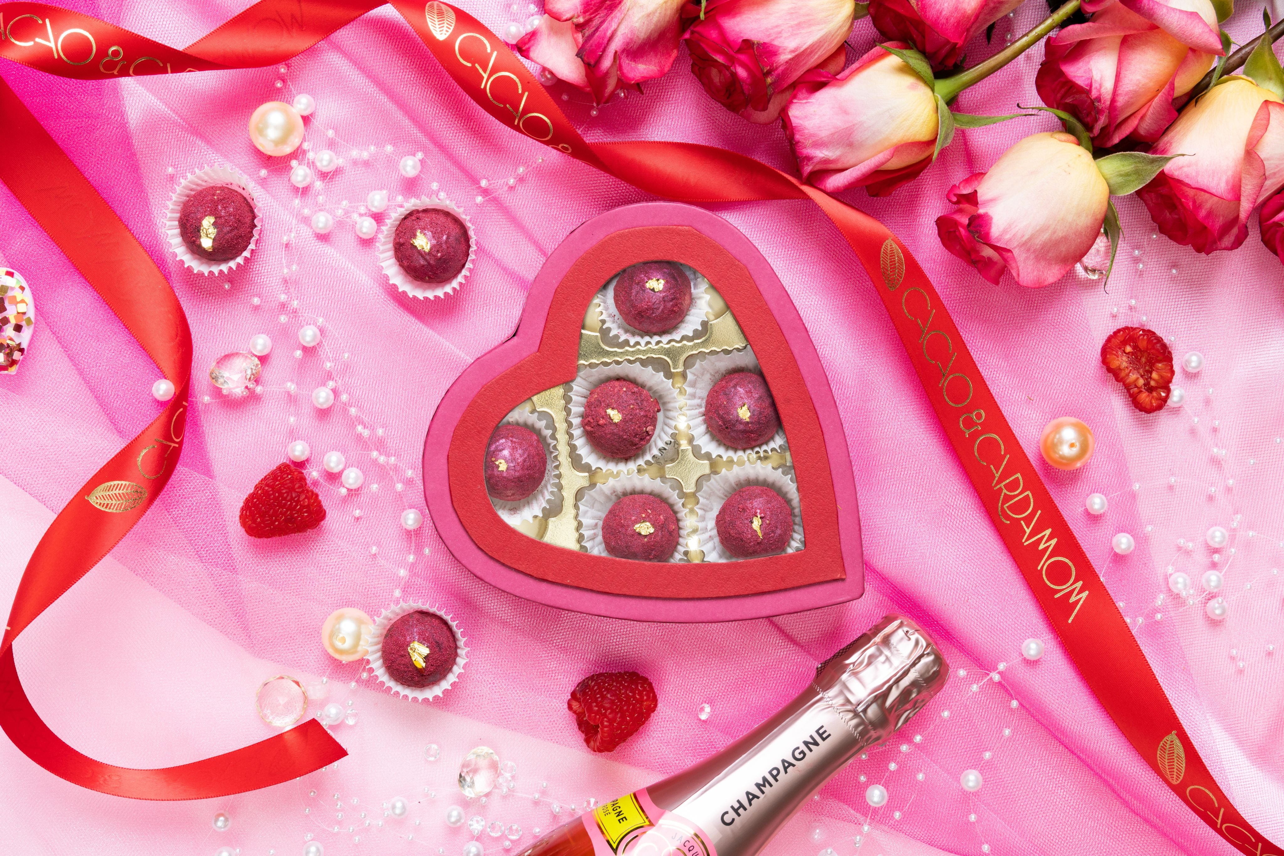 Raspberry Rosé Truffles – Floral & Fruity Chocolate Gift Box