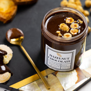 Close-up of the Hazelnut Chocolate Spread highlighting its smooth chocolate and hazelnut blend.